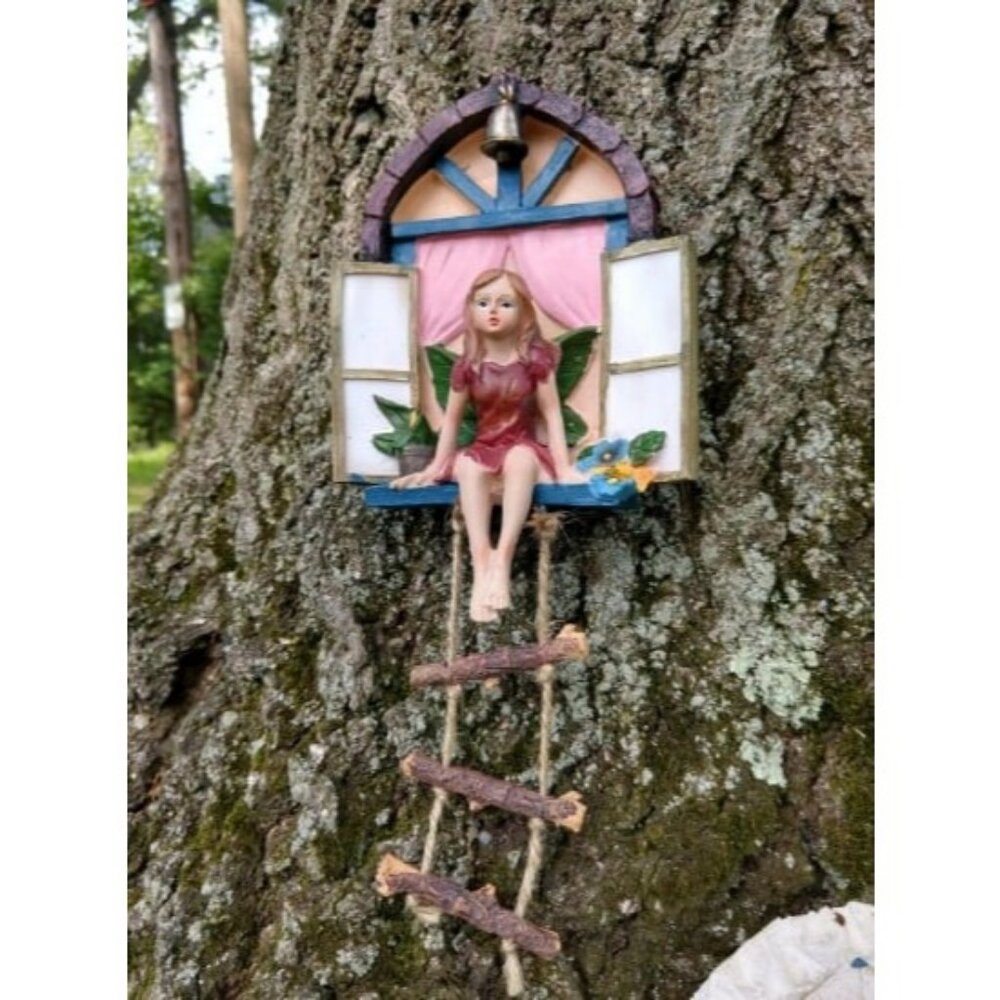 Fairy Tree Hanger with Ladder - Yard Decorations - Whimsical Fairy Decor